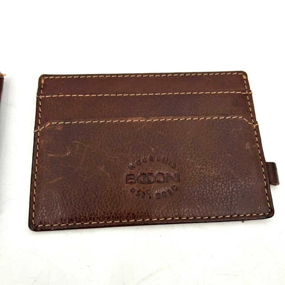 BOCONI Men's Brown Leather Garth Slimster Bifold Wallet And ID Card Holder